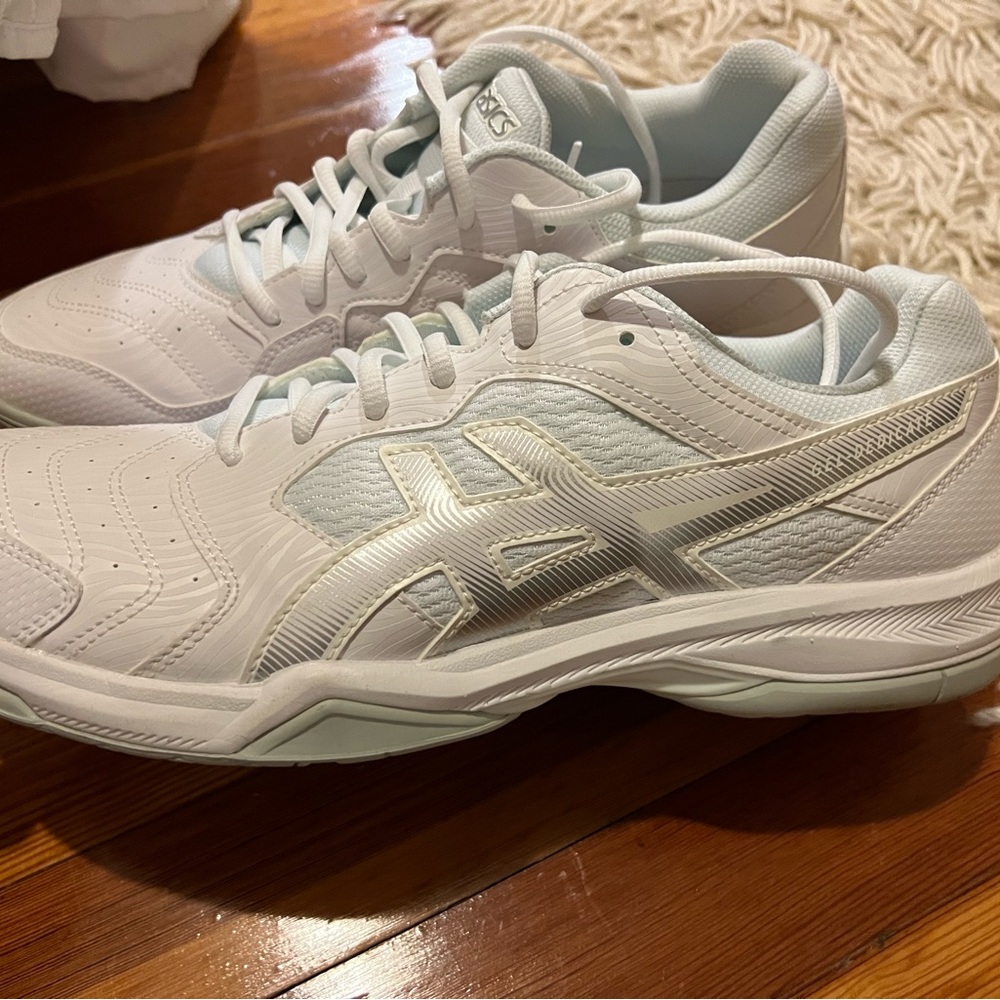 Asics GEL-DEDICATE 6 Mens Tennis Shoes Size 11 White Silver - NEW